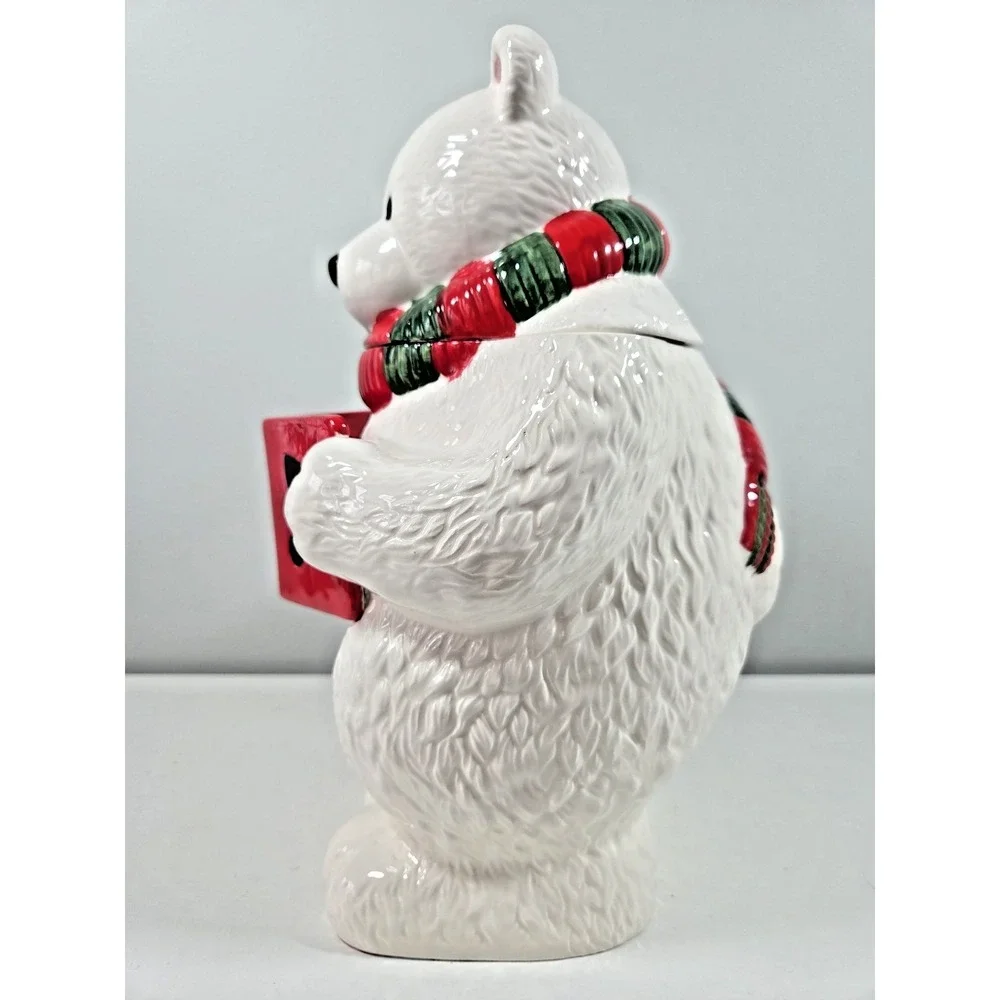Vintage Rare  Hand Painted CELLAR Bear & Penguin Cookie Jar Original Box‎